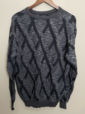 Vintage 90s Gray Patterned Crewneck Sweater Men’s XL
